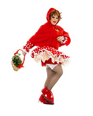 Image showing Actor Drag Queen Dressed as Little Red Riding Hood