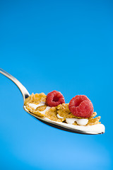 Image showing Corn flakes on the spoon