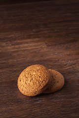 Image showing oat cookies on wooden table
