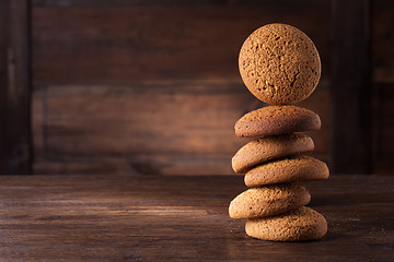 Image showing oat cookies on wooden table