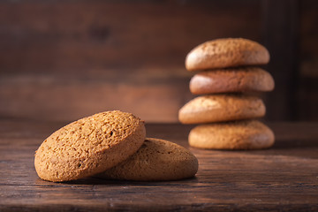 Image showing oat cookies on wooden table