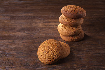 Image showing oat cookies on wooden table