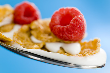 Image showing Corn flakes on the spoon