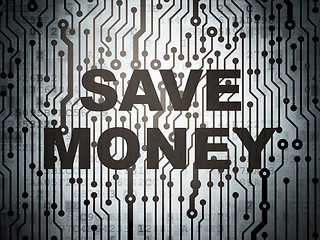 Image showing Currency concept: circuit board with Save Money