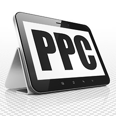 Image showing Marketing concept: Tablet Computer with PPC on display