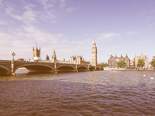 Image showing Retro looking Houses of Parliament in London