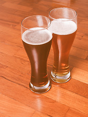 Image showing Retro looking Two glasses of German beer