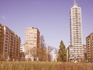 Image showing Retro looking Piazza Repubblica in Milan