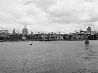 Image showing Black and white River Thames in London