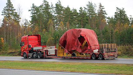 Image showing Scania R730 Hauls Industrial Object as Abnormal Transport