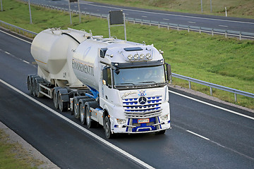 Image showing White Mercedes-Benz Arocs For Cement Haul on Motorway