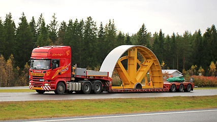 Image showing Scania R730 Hauls Industrial Object as Exceptional Load