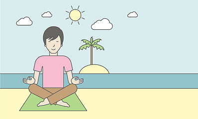 Image showing Asian man meditating