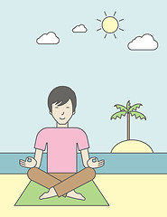 Image showing Asian man meditating