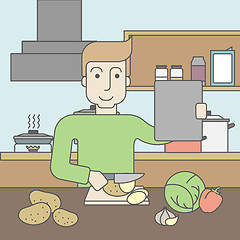 Image showing Man cooking food.