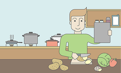 Image showing Man cooking food.