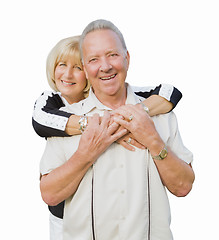 Image showing Happy Attractive Senior Couple Hugging on White Background