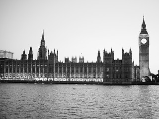 Image showing Black and white Houses of Parliament in London