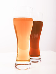 Image showing Retro looking Two glasses of German beer