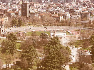 Image showing Retro looking Milan aerial view