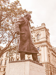 Image showing Retro looking Churchill statue in London