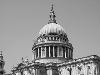 Image showing Black and white St Paul Cathedral in London