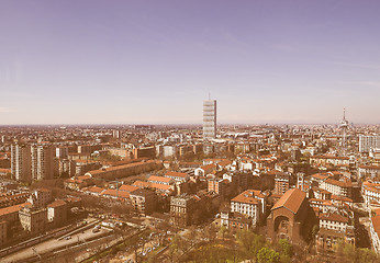 Image showing Retro looking Milan aerial view