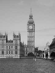 Image showing Black and white Houses of Parliament in London