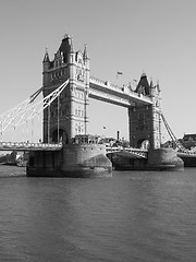 Image showing Black and white Tower Bridge in London