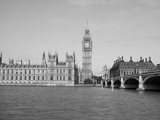 Image showing Black and white Houses of Parliament in London