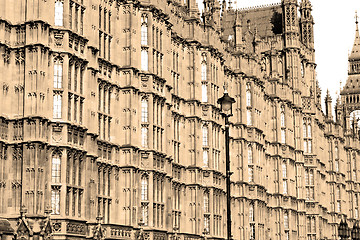 Image showing old in london  historical    parliament glass  window    structu