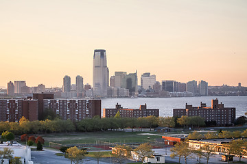 Image showing Jersey City at sunset