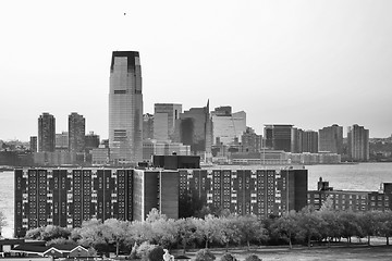 Image showing Jersey City at sunset bw