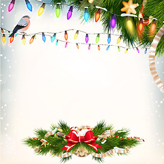Image showing Christmas background with baubles. EPS 10