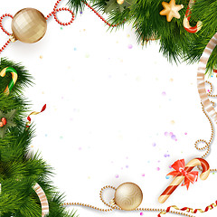 Image showing Christmas background with baubles. EPS 10