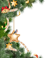 Image showing Christmas background with baubles. EPS 10