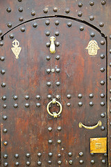 Image showing historical in  antique building door morocco  and metal rusty