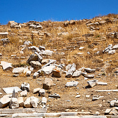 Image showing archeology  in delos greece the historycal acropolis and old rui