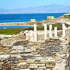 Image showing famous   in delos greece the historycal acropolis and old ruin s