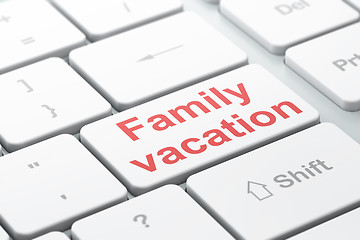 Image showing Tourism concept: Family Vacation on computer keyboard background