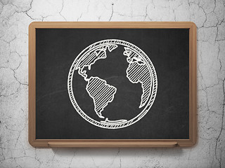 Image showing Learning concept: Globe on chalkboard background