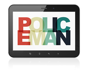 Image showing Law concept: Tablet Computer with Policeman on  display
