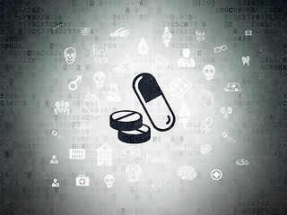 Image showing Health concept: Pills on Digital Paper background