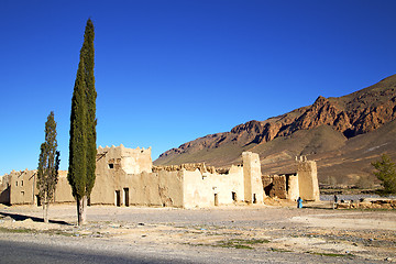 Image showing hill africa in morocco the old contruction    tree