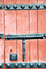 Image showing rusty  brown    morocco in  old wood  facade home  padlock 