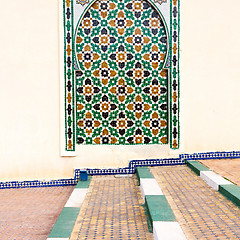 Image showing blue window in morocco africa old construction and brown wall  c