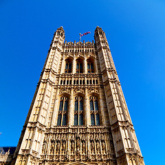 Image showing in london old historical    parliament glass  window    structur