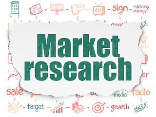 Image showing Advertising concept: Market Research on Torn Paper background