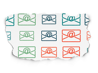 Image showing Business concept: Email icons on Torn Paper background