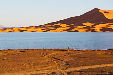 Image showing sunshine in the yellow  desert   sand and     dune